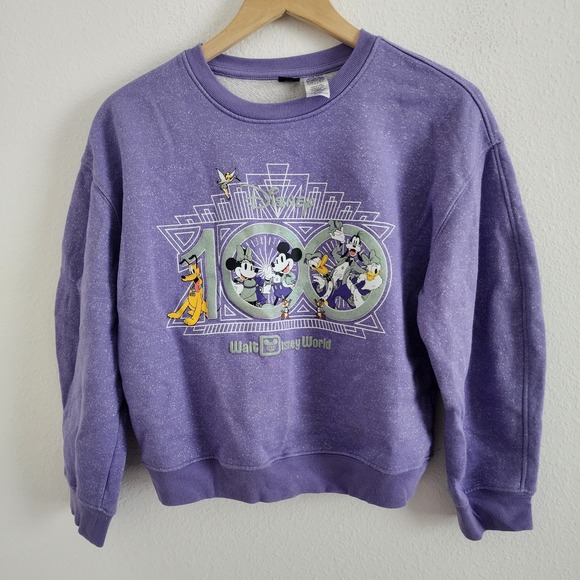 Disney Other - Disney Parks Disney 100 Mickey‎ & Friends Glitter Sweatshirt Youth Large Girls